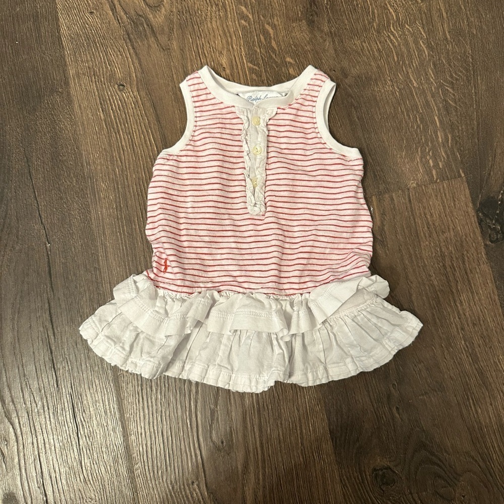 Ralph Lauren White and Red Striped Dress Size 3 Months